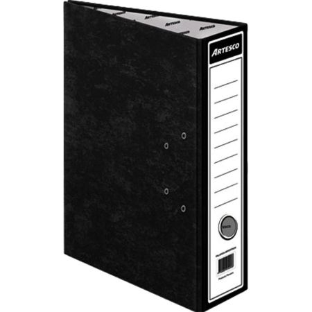 ARCHIVADOR PLASTIFICADO OFICIO LOMO ANCHO NEGRO - ARTESCO Lomo ancho capacidad para archivar 400 hojas aprox. Tapa de cartón compacto resistente a los golpes. Componentes metálicos importados con recubrimiento niquelado resistente a la corrosión.