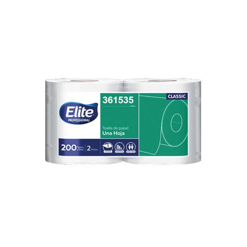 PAPEL TOALLA JUMBO CLASSIC X 200 MT 361535 1 HOJA X 2 ROLLOS - ELITE