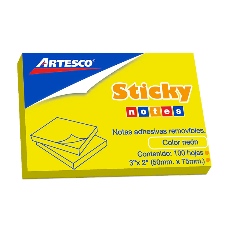 NOTAS ADHESIVAS 3X2 100H AMARILLO NEON - ARTESCO